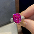 wholesale Metal material first - ZHUO ZHI FAN Jewelry new luxury Rubellite large diamond ring 10*12mm live streaming fashion ring-0-0
