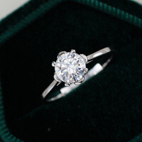 925 Silver Four-Claw Moissanite Solitaire Ring for Women, Wholesale-50 points (simulated diamond)  Hong Kong lot (No. 14)