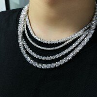 wholesale Metal material first, European and American hip hop necklace unisex tennis chain D color moissanite 30/40/50/65/1 carat moissanite-Necklace High Carbon Diamond 3MM-XL145 16 inches (41CM)