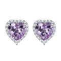 wholesale 925 Sterling Silver European and American Gemstone Heart Earrings for Women, Colorful Zircon Heart-shaped Stud Earrings, High-Quality Wholesale-0-10