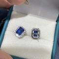 Metal, Lab-Created 4ct Sapphire Princess Cut Drop Earrings for Women-0-2