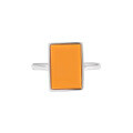 wholesale S925 Sterling Silver 929 Small Niche Unique Original Design High-end Geometric Square Inlaid Orange Turquoise Ring for Women-0-4