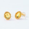 wholesale 925 Silver Gold-Plated New Yellow Crystal Sunflower Silver Earrings for Women Japanese Light Luxury Geometric Leaf Floral Earrings-0-4