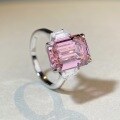 wholesale 925 Silver Emerald Cut Pink Diamond Zircon Square Sugar Ring for Women TikTok Cross-Border Foreign Trade Hot Sale Wholesale-0-2