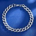 wholesale S925 sterling silver full pave zirconia hollow chain bracelet with hip-hop punk retro trendy and stylish design-0-1