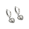 wholesale S925 Sterling Silver 380 Korean Version Ins Indie Design Vintage Distressed Pearl-Edge Smooth Heart Textured Earrings for Women-0-0