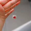 wholesale S925 metal new fashion socialite style one-carat pigeon blood red necklace pendant for women, daily wear-0-3
