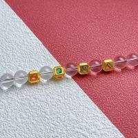 wholesale Gold-plated 925 ancient silver fittings set with natural tourmaline square bead spacers, large hole for DIY hand stringing and braiding accessories-2#