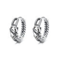 wholesale S925 Sterling Silver Retro Creative Lucky Fortune Beckoning Cat Earrings Ethnic Style New Trend Versatile Ear Clips for Men and Women-0-4