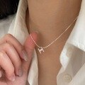 wholesale S925 Sterling Silver Letter H Necklace for Women, New Designer Minimalist Small Pendant Chain, Trendy Layering Collarbone Jewelry-0-0
