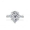 Sterling Silver Moissanite Ring Women's Luxury Pave Pear Shape 4 Carat-0-4