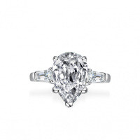 Sterling Silver Moissanite Ring Women's Luxury Pave Pear Shape 4 Carat-Set with D-color moissanite (4 carats)  US No. 6