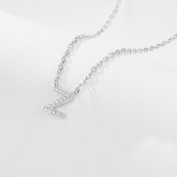 wholesale 925 Sterling Silver 26 Letter Necklace Light Luxury High-End Sense Pendant Necklace with Diamond-Encrusted Letters for Women Cross-Border E-Commerce Jewelry-Z-Necklace-Platinum&gt;925 Silver (40+5cm)
