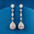 wholesale 925 Silver New Jewelry Elegant Everyday Versatile 5*7mm Pear-shaped Pink Diamond Stud Earrings for Women-0-0