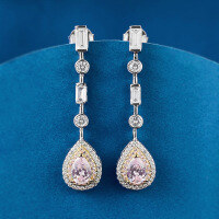 wholesale 925 Silver New Jewelry Elegant Everyday Versatile 5*7mm Pear-shaped Pink Diamond Stud Earrings for Women-E409 Custom 10 pairs of pink diamonds &gt; 925 silver