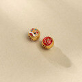 wholesale S925 silver gold-plated enamel cloisonné sun moon stars lion dance round bead spacer bead DIY silver jewelry accessories-0-2