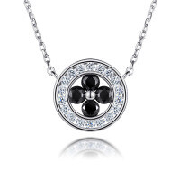 wholesale S925 Sterling Silver Cross-Border Best-Selling Petite Design Women's Jewelry Wholesale Round Four-Leaf Clover Pendant Necklace-Platinum 925 silver
