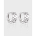 wholesale S925 sterling silver women's ear clips with a unique, niche, and luxurious honeycomb design, featuring micro-set zirconia for an elegant and sophisticated look-0-0
