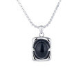 wholesale S925 Sterling Silver European and American Cross-Border Minimalist Style Black Onyx Necklace Trendy Creative Versatile Collarbone Chain-0-4
