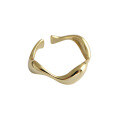 wholesale S925 Sterling Silver Korean Style Stackable Wave Pattern Minimalist Open Ring for Women-0-4