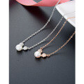 wholesale S925 Sterling Silver Rose Gold Plated Mouse Freshwater Pearl Korean Japanese Style Creative Micro-Paved Fashion Pendant Necklace Wholesale-0-1