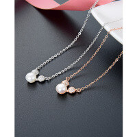 wholesale S925 Sterling Silver Rose Gold Plated Mouse Freshwater Pearl Korean Japanese Style Creative Micro-Paved Fashion Pendant Necklace Wholesale-Freshwater Pearl Necklace Rose Gold &gt; 925 Silver