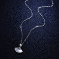 Sterling Silver Necklace with Moissanite, Fan Pendant, Women's Fashion-0-0