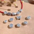 wholesale 999 Silver Thai Silver Pendant Handmade DIY Accessories Vintage Pure Silver Pendant Bracelet Making Materials Silver Bead Spacers-0-0