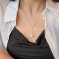 wholesale S925 Sterling Silver French-style Y-shaped Sliding Pearl Tassel Pendant Necklace with Large Australian White Pearl Shell Bead Collarbone Chain-0-2