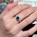 wholesale S925 Sterling Silver Royal Blue 6*6mm Chunky Square Ring for Women, Minimalist Band Engagement Ring-0-2