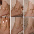 wholesale S925 Sterling Silver Double Four-Leaf Clover Ankle Bracelet Necklace Collarbone Chain for Women with Natural Freshwater Shell-0-3