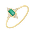 wholesale 18K gold jewelry new diamond emerald ring geometric fashion accessory lightweight luxury retro versatile-0-5
