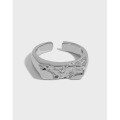 wholesale S925 Sterling Silver Korean Version Ins Small Design Irregular Surface Micro-Inlaid Zirconia Textured Openable Ring for Women-0-0