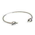 wholesale S925 Sterling Silver AS123 Japanese and Korean Student Minimalist Bracelet, Vintage Distressed Double Knot Love Knot Bangle for Women-0-4