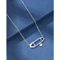 wholesale 925 Sterling Silver Heart-shaped Zircon Pin Pendant Necklace Women's Ins Creative Design Collarbone Chain Cross-border Jewelry-0-3