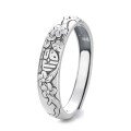 wholesale S925 Sterling Silver Vintage Ethnic Style "Fu" Character Inner Ring Meaningful Creative Adjustable Index Finger Ring-0-6