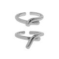 wholesale S925 Sterling Silver Korean Version Ins Minimalist Geometric Asymmetric Interwoven Polished Open Ring for Women-0-4