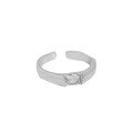 wholesale S925 Sterling Silver Korean Version Ins Minimalist Niche Design Versatile Micro-Set Zirconia Textured Open Adjustable Ring for Women-0-4