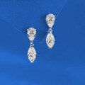 wholesale S925 Silver New Drop Marquise Double Stone Earrings Zircon Light Luxury Simple Fashion Live-0-0