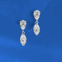 wholesale S925 Silver New Drop Marquise Double Stone Earrings Zircon Light Luxury Simple Fashion Live-E657 White Teardrop Horseeye 925 Silver