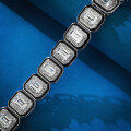wholesale S925 silver new jewelry collection, luxury-style full diamond-embedded emerald-cut black enamel fashion chain-0-2