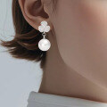 wholesale S925 Silver Zhuo Zhifang Jewelry Trendy Exquisite Inlaid 11mm Pearl Shell Bead European and American Fashion Floral Earrings for Women-0-3