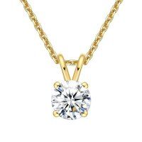 wholesale S925 Sterling Silver Moissanite Bunny Ear Necklace for Women, Ins Minimalist Style, Simple and Unique Design, High-End Sense Collarbone Chain-1 carat (white zircon) necklace yellow gold