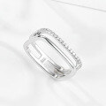 wholesale S925 Sterling Silver Geometric Micro-Paved Zircon Ring, Minimalist and Luxurious with an Ins Style European-American Vibe-0-0