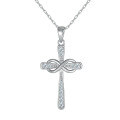 wholesale S925 Sterling Silver Moissanite Cross Necklace with Infinity Symbol Fashion Trendy Minimalist Pendant Collarbone Chain-0-10