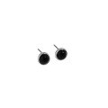 wholesale S925 Sterling Silver Korean Version Ins Small and Chic Design Minimalist Geometric Circle Inlaid Black Onyx Textured Stud Earrings for Women-0-6
