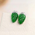 wholesale S925 Sterling Silver Red Elk All-Over Body Minimalist Leaf Design Versatile Stud Earrings Viral Fashion Cross-Border Xiaohongshu Recommendation-0-3