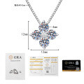 S925 Silver D Color Moissanite Four-Leaf Clover Pendant Necklace-0-4