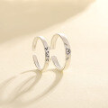 wholesale A pair of 999 sterling silver niche design-inspired cartoon cat and dog diary couple rings with engraved text, a Valentine's Day gift-0-1