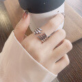 wholesale S925 Silver Fashion Korean Minimalist Cross-Border Multi-Line Simple Design Open Ring-0-3